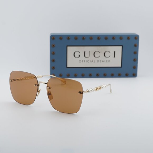 Gucci GG1923SA 003 Square Sunglasses - Gold with Pearl/Brown main image 4